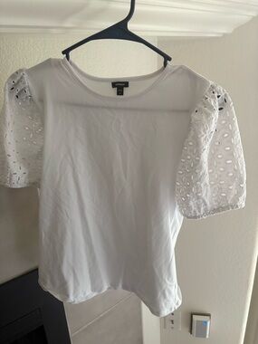 Express White Eyelet Puff Sleeve Top